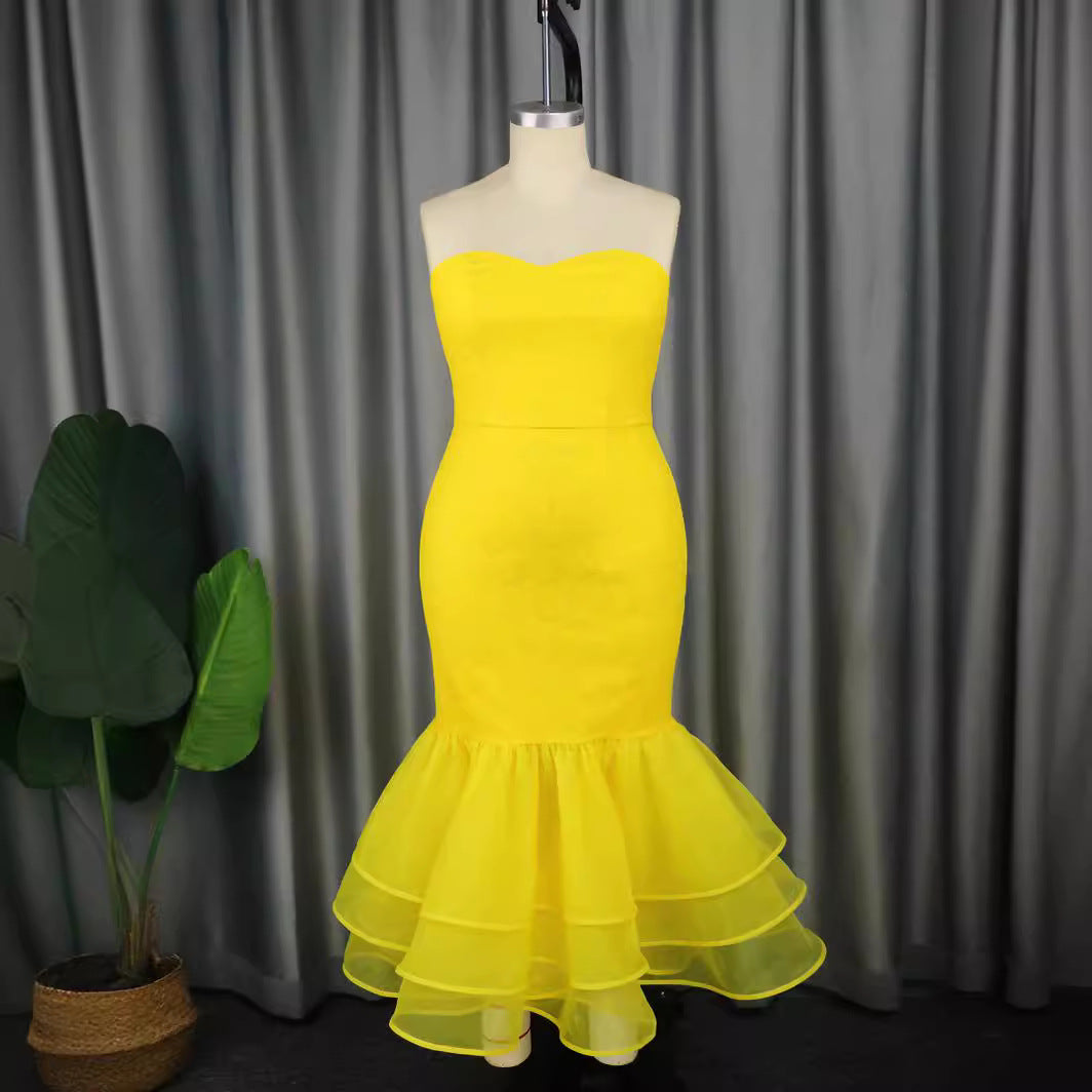 Damen Elegant Mermaid Dress with Ruffle Hem Mirla-Eva Jonsson