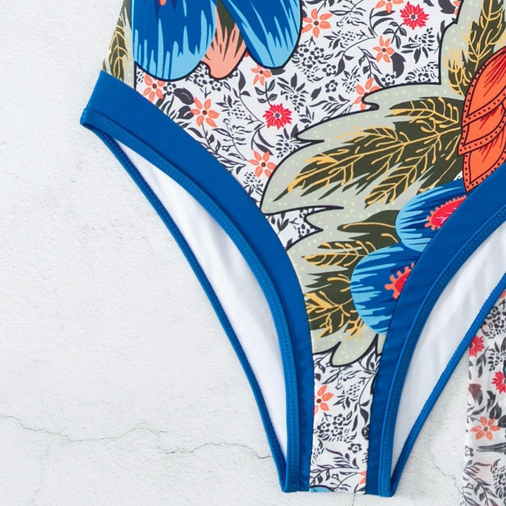 Damen Elegant One-Piece Baddräkt med blommig omslagstyg Mirla-Eva Jonsson