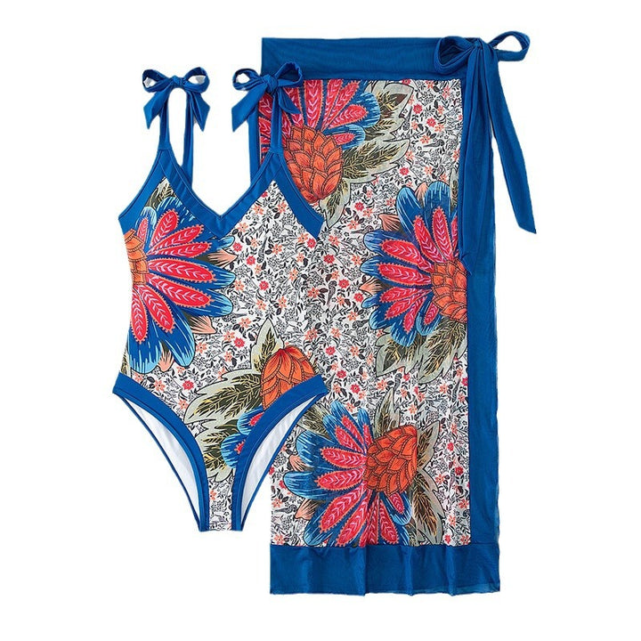 Damen Elegant One-Piece Baddräkt med blommig omslagstyg Mirla-Eva Jonsson