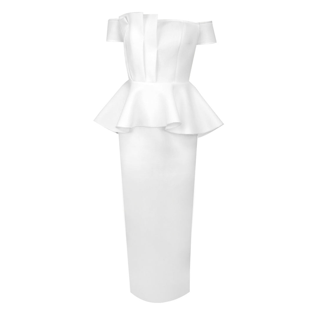 Damen Elegant Peplum Klänning med Off-the-Shoulder Topp Mirla-Eva Jonsson