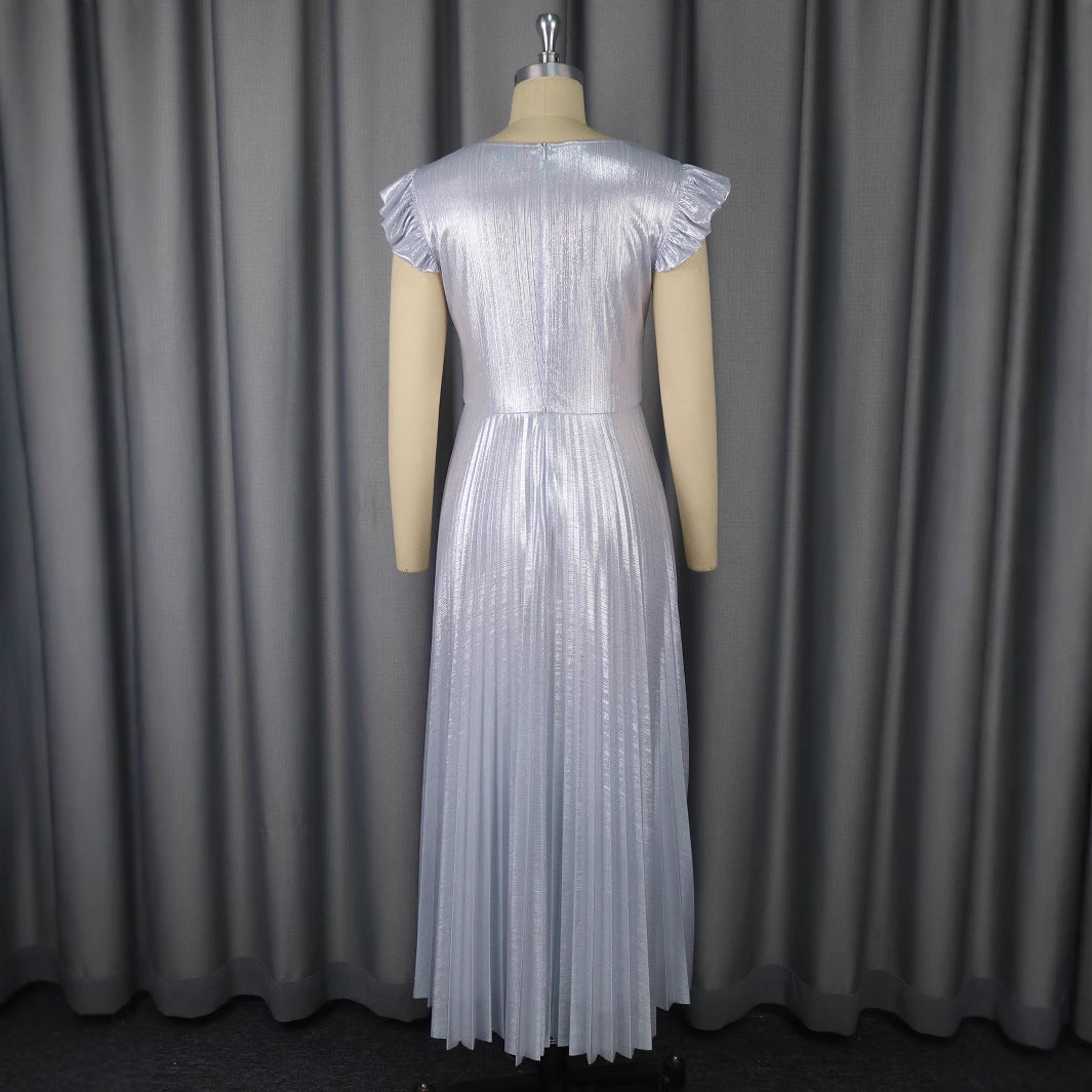 Damen Elegant Plisserad Klänning med Glittrande Detaljer Mirla-Eva Jonsson