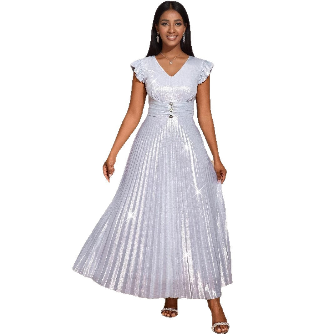 Damen Elegant Plisserad Klänning med Glittrande Detaljer Mirla-Eva Jonsson