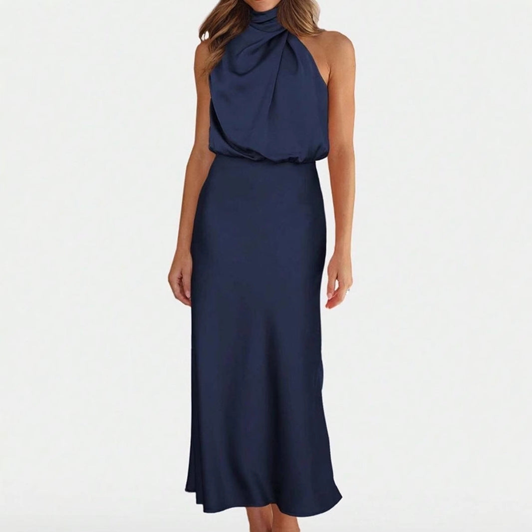 Damen Elegant Strap Dress with Draped Top and A-Line Cut Mirla-Eva Jonsson