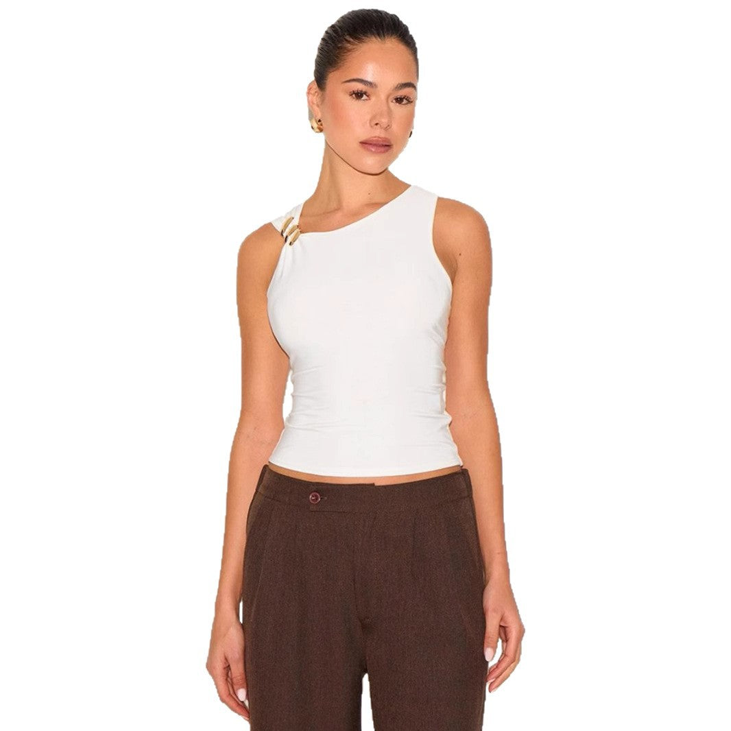 Damen Elegant Top med asymmetrisk skärning och dekorativa remmar Mirla-Eva Jonsson