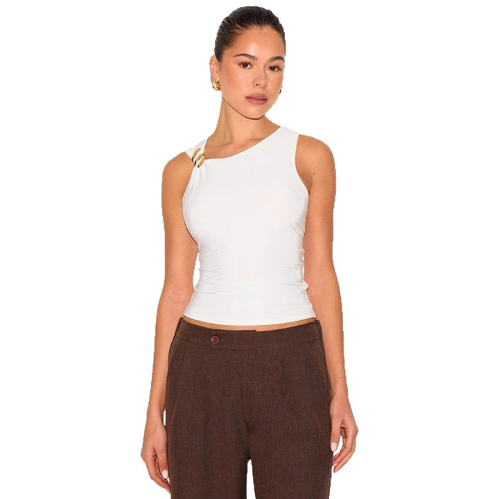 Damen Elegant Top med asymmetrisk skärning och dekorativa remmar Mirla-Eva Jonsson