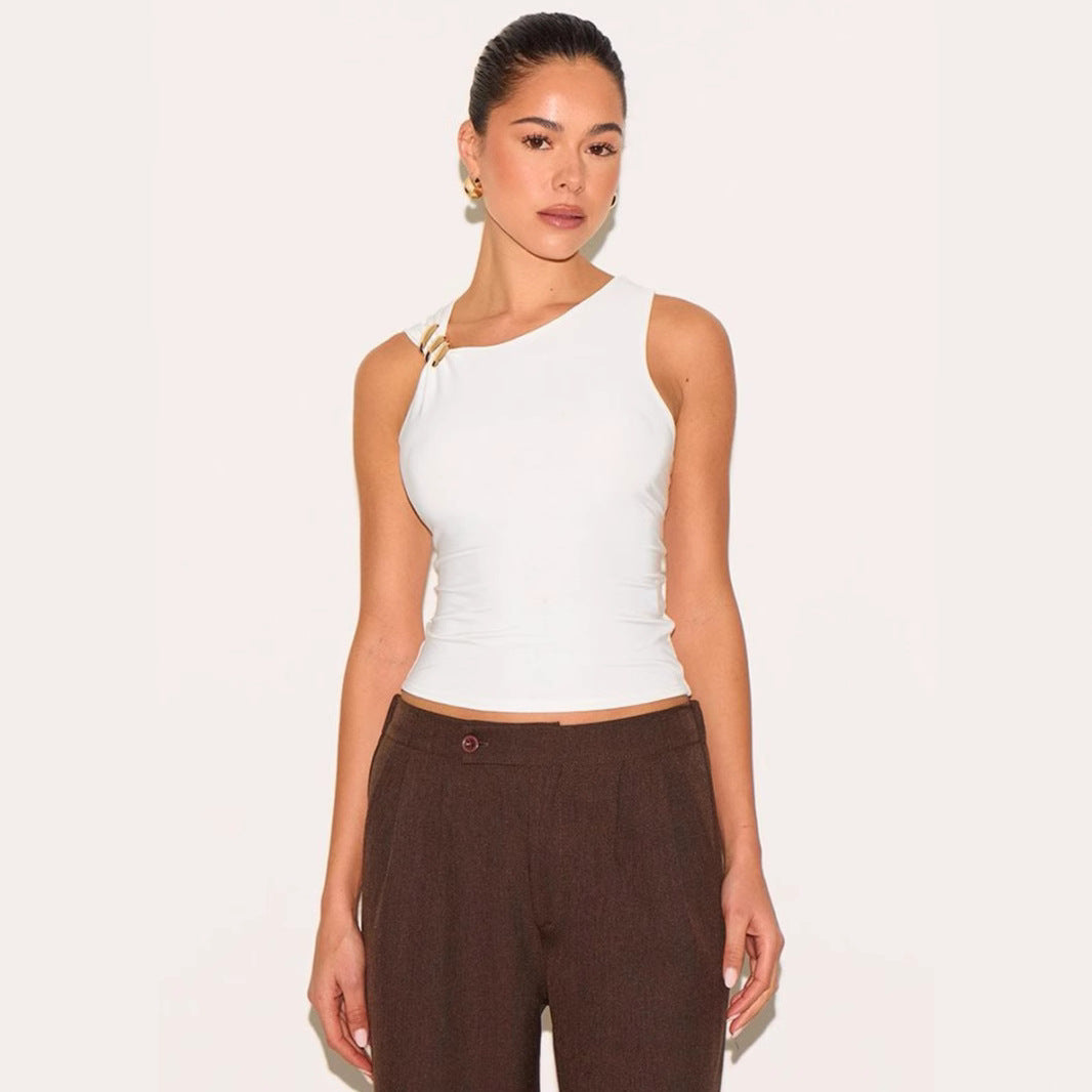 Damen Elegant Top med asymmetrisk skärning och dekorativa remmar Mirla-Eva Jonsson