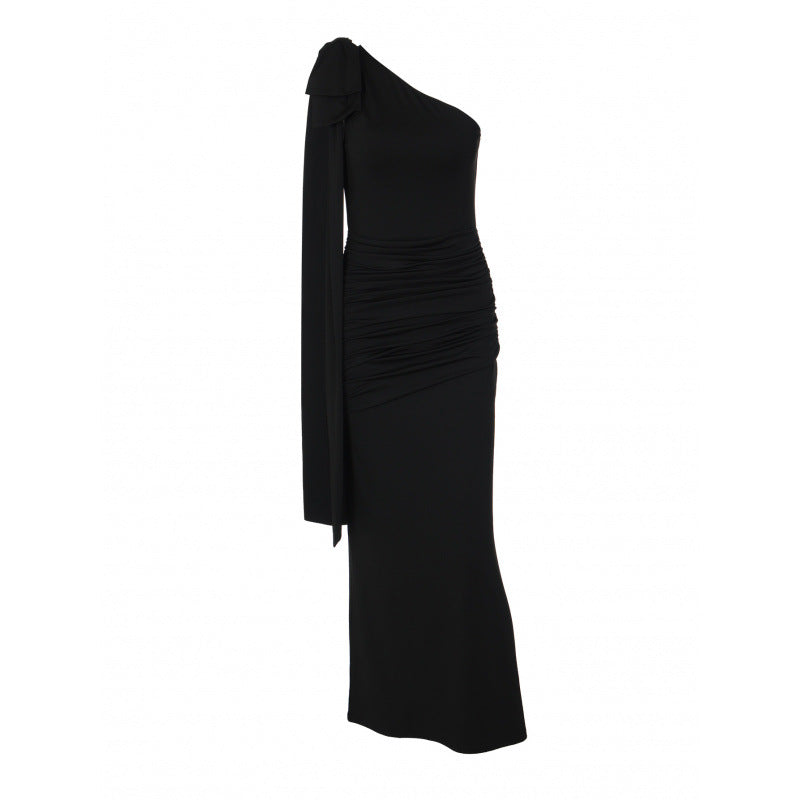 Damen Elegant Wrap Dress with Asymmetric Neckline and Shoulder Details Mirla-Eva Jonsson