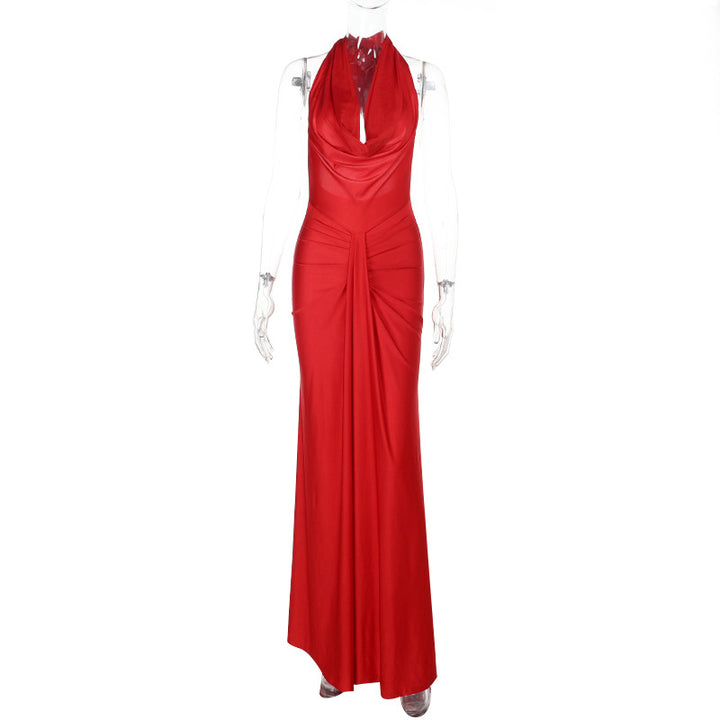 Damen Elegant Wrap Maxi Dress with Deep V-Neck and Figure-Hugging Silhouette Mirla-Eva Jonsson
