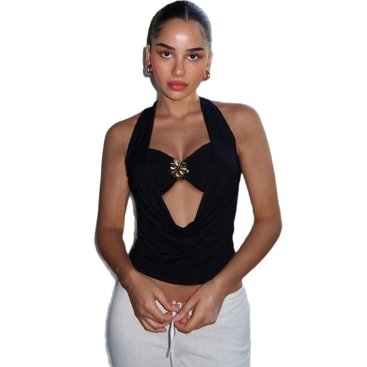 Damen Elegant Wrap Top with Deep V-Neck and Glamorous Accent Mirla-Eva Jonsson