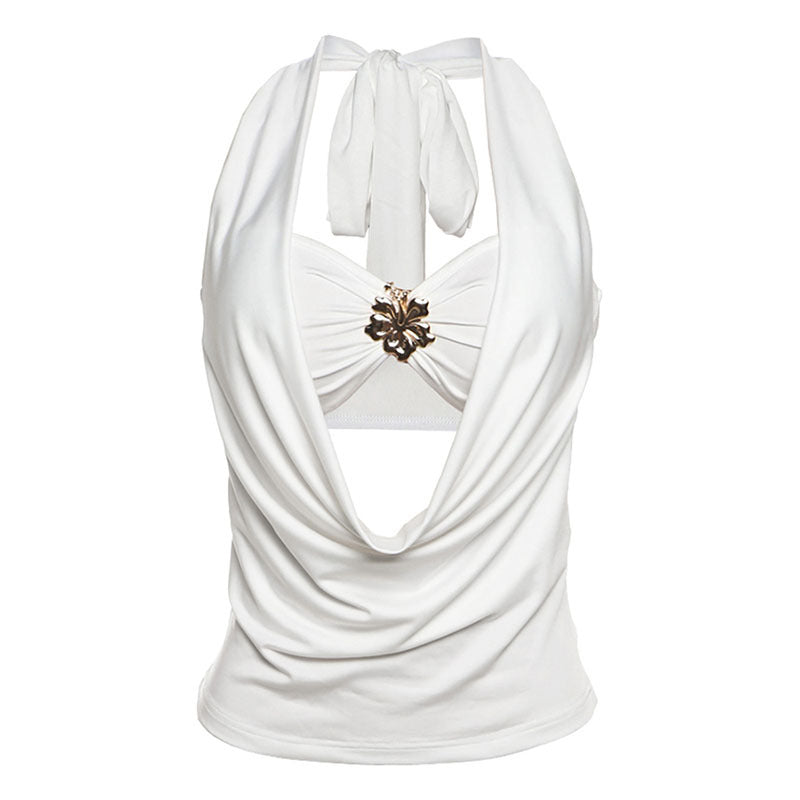 Damen Elegant Wrap Top with Deep V-Neck and Glamorous Accent Mirla-Eva Jonsson