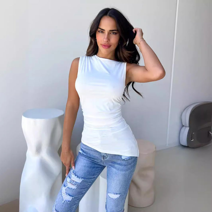 Damen Elegant ärmlös topp med figursydd design Mirla-Eva Jonsson