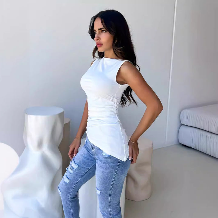 Damen Elegant ärmlös topp med figursydd design Mirla-Eva Jonsson