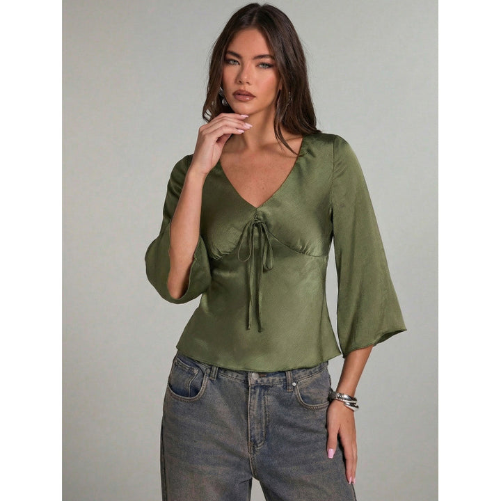 Damen Elegant topp med slips och vida ärmar Mirla-Eva Jonsson