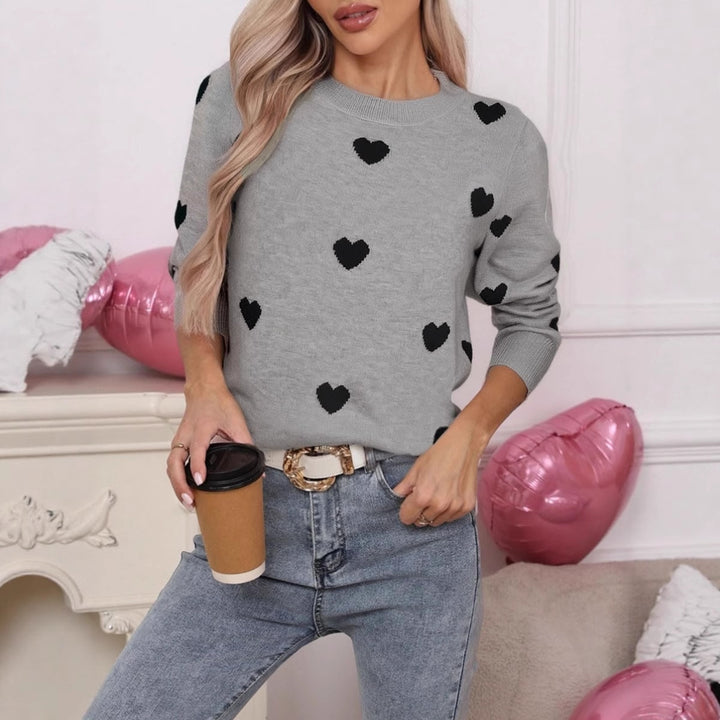Damen Elegant tröja med hjärtmönster Mirla-Eva Jonsson