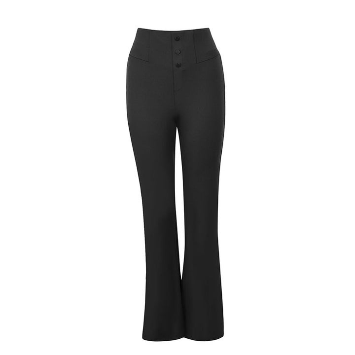 Damen Elegante Flared-byxa med hög midja och klassiska knappdetaljer Mirla-Eva Jonsson
