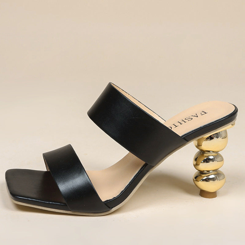 Damen Elegante Sandaler med Svängd Klack och Dubbel Rem Mirla-Eva Jonsson