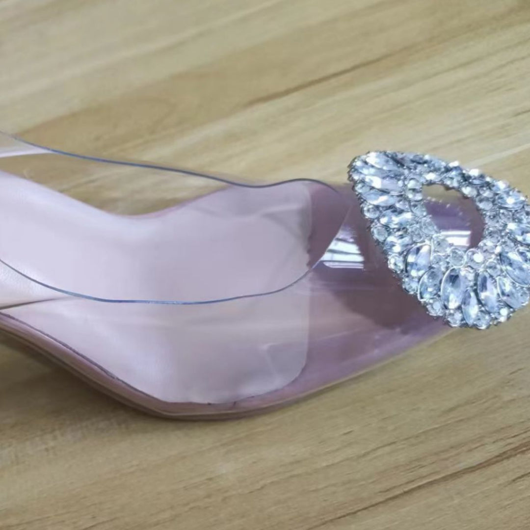 Damen Elegante Transparenta Pumps med Funklande Kristallackenter Mirla-Eva Jonsson