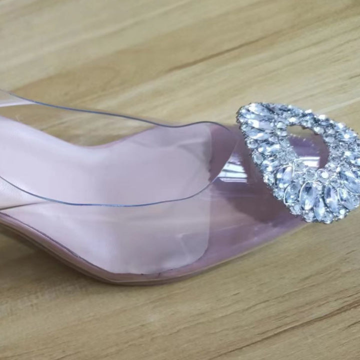 Damen Elegante Transparenta Pumps med Funklande Kristallackenter Mirla-Eva Jonsson