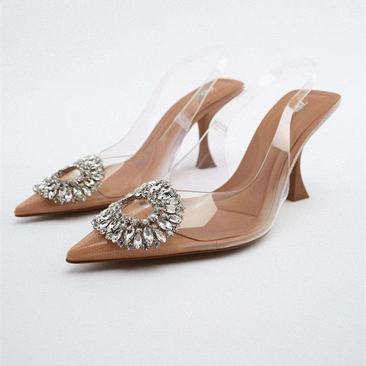 Damen Elegante Transparenta Pumps med Funklande Kristallackenter Mirla-Eva Jonsson