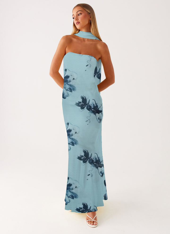 Damen Elegantes Langärmliges Abendkleid i blommönster Mirla-Eva Jonsson