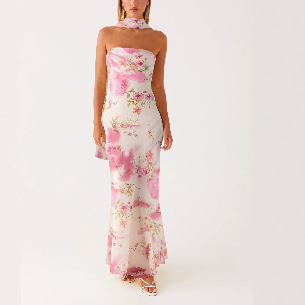Damen Elegantes Langärmliges Abendkleid i blommönster Mirla-Eva Jonsson