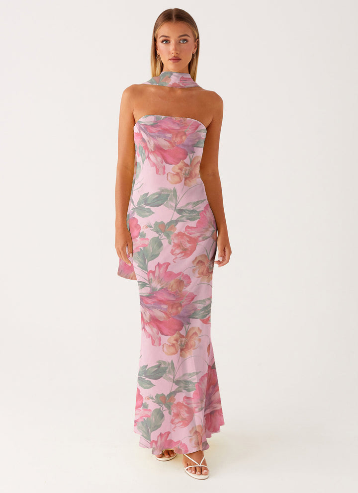 Damen Elegantes Langärmliges Abendkleid i blommönster Mirla-Eva Jonsson