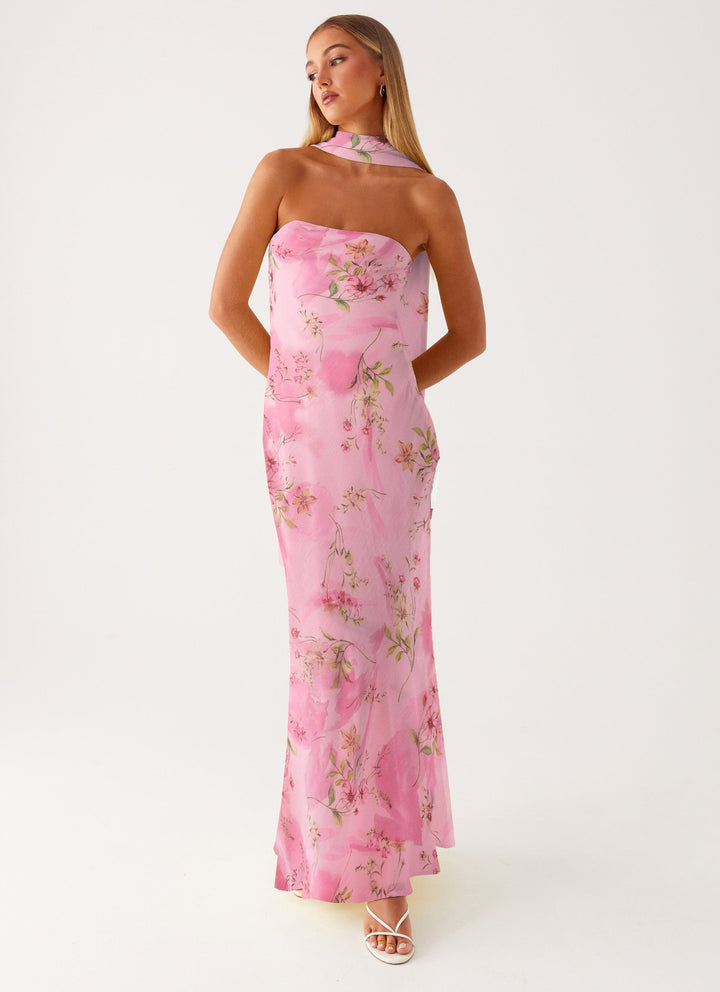Damen Elegantes Langärmliges Abendkleid i blommönster Mirla-Eva Jonsson