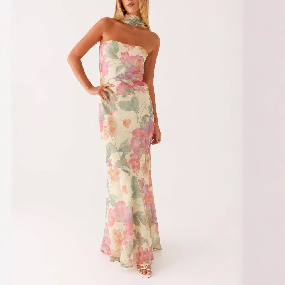 Damen Elegantes Langärmliges Abendkleid i blommönster Mirla-Eva Jonsson