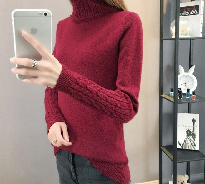 Damen Feinstrickpullover mit hohem Kragen und Zopfmuster Mirla-Eva Jonsson
