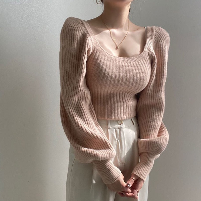 Damen Feinstrickpullover mit modernem Quadrat-Ausschnitt und weit geschnittenen Ärmeln Mirla-Eva Jonsson