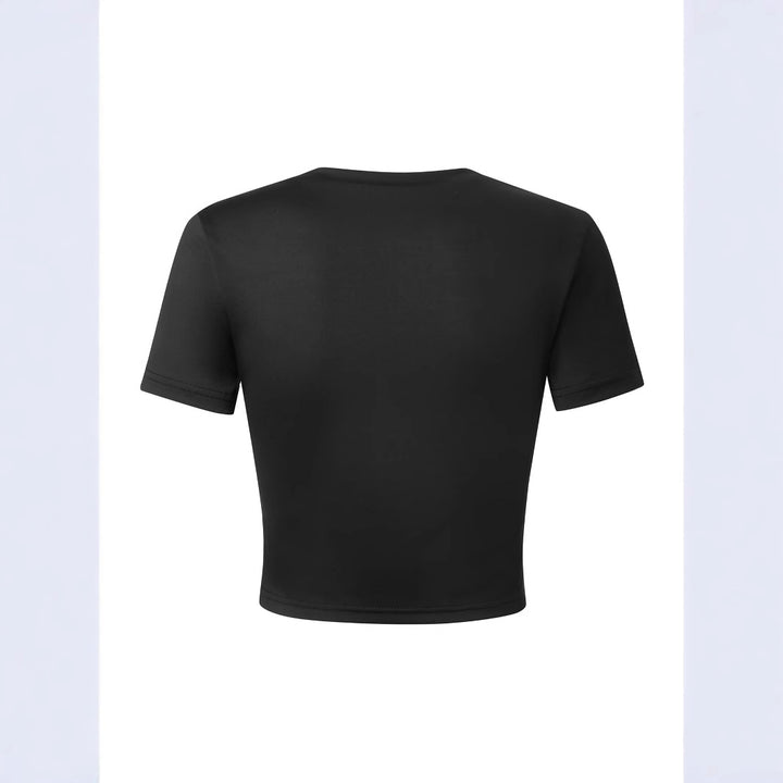 Damen Figurbetonat Crop-T-Shirt med statement text Mirla-Eva Jonsson