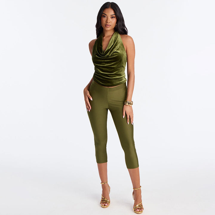 Damen Figurbetonte Capri-Leggings mit Hochbund und luxuriösem Glanz Mirla-Eva Jonsson