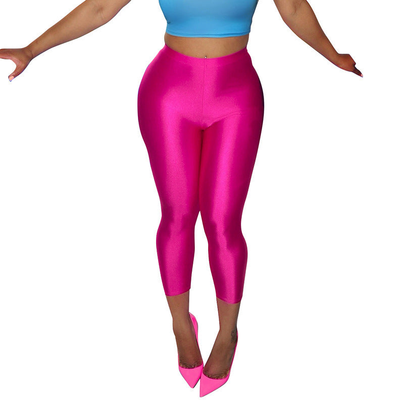 Damen Figurbetonte Capri-Leggings mit Hochbund und luxuriösem Glanz Mirla-Eva Jonsson