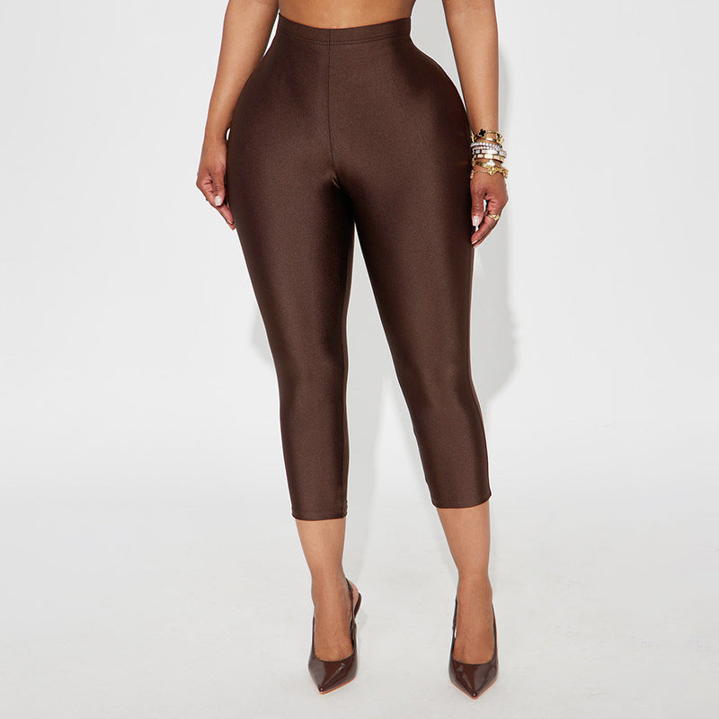 Damen Figurbetonte Capri-Leggings mit Hochbund und luxuriösem Glanz Mirla-Eva Jonsson