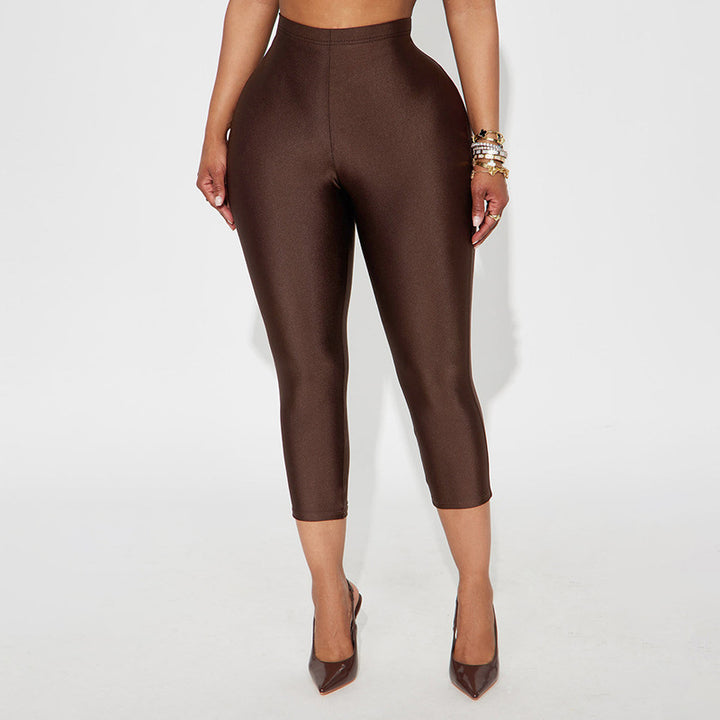 Damen Figurbetonte Capri-Leggings mit Hochbund und luxuriösem Glanz Mirla-Eva Jonsson