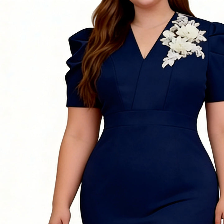 Damen Figurbetontes Cocktailkleid mit voluminösen Puffärmeln und aufregendem Saum Mirla-Eva Jonsson