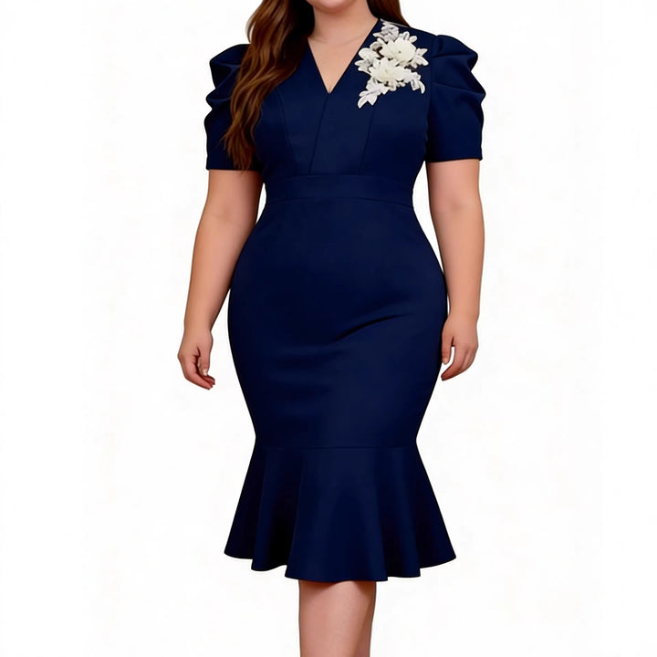 Damen Figurbetontes Cocktailkleid mit voluminösen Puffärmeln und aufregendem Saum Mirla-Eva Jonsson