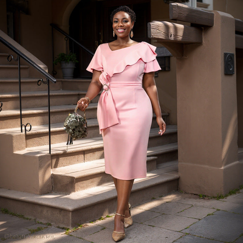 Damen Figurbetontes Kleid mit Rüschendetails und Taillengürtel Mirla-Eva Jonsson
