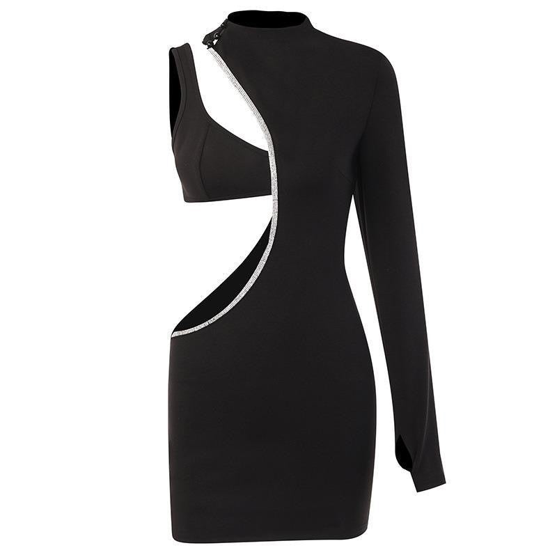 Damen Figurbetontes Minikleid mit asymmetrischem Ausschnitt und schimmerndem Detail Mirla-Eva Jonsson
