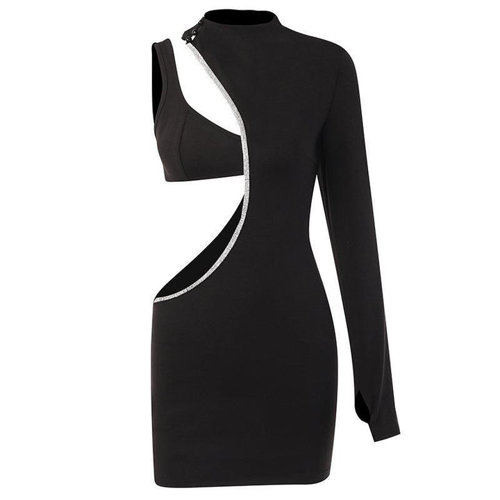 Damen Figurbetontes Minikleid mit asymmetrischem Ausschnitt und schimmerndem Detail Mirla-Eva Jonsson