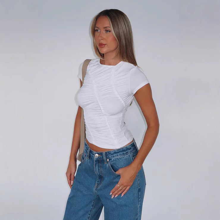 Damen Figurbetontes Ripp-Överdel med raffinerad volangdesign Mirla-Eva Jonsson