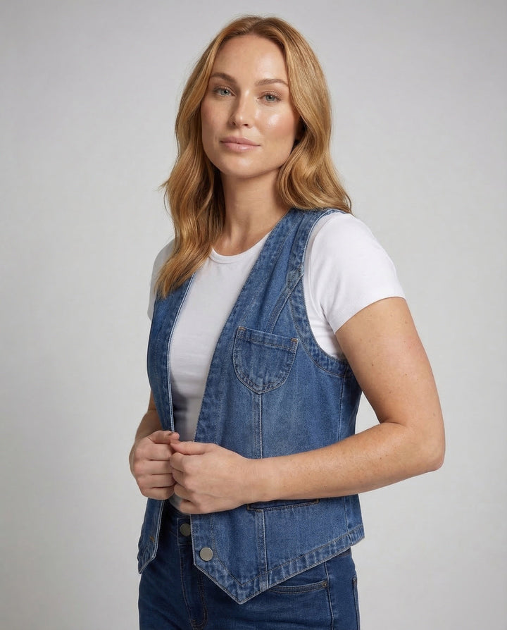 Damen Figursydd Jeanjacka Reverskrage-Eva Jonsson