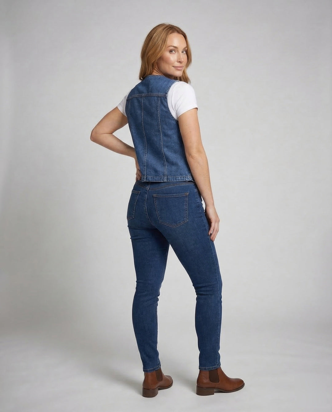 Damen Figursydd Jeanjacka Reverskrage-Eva Jonsson