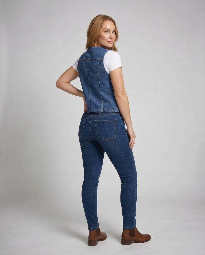 Damen Figursydd Jeanjacka Reverskrage-Eva Jonsson