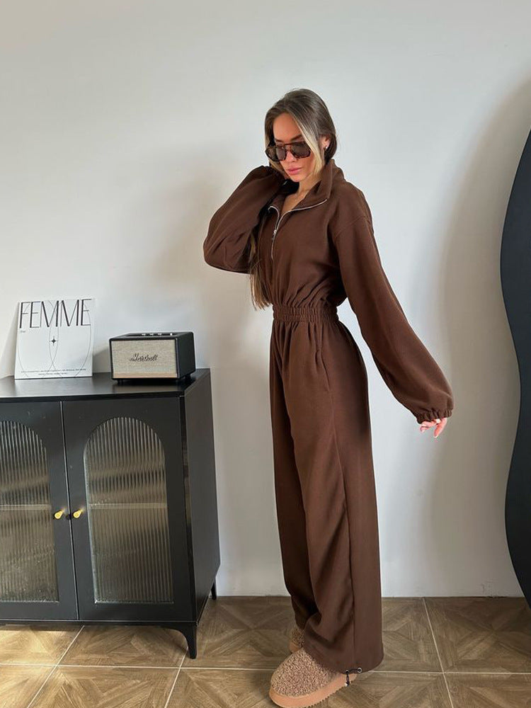 Damen Fleece-Overall med generösa puffärmar och hög krage Eva Jonsson-Eva Jonsson