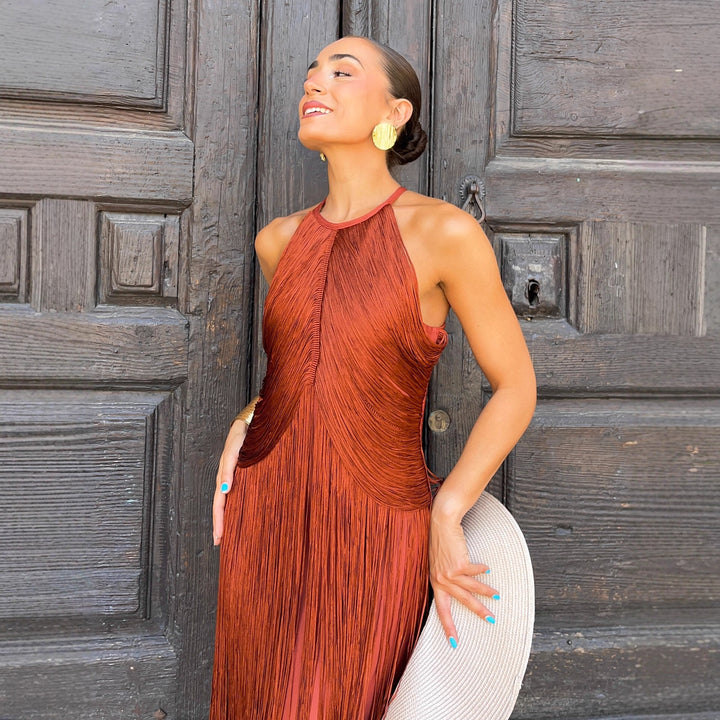 Damen Fransen Maxikleid mit elegantem Schnitt und fließendem Design Mirla-Eva Jonsson