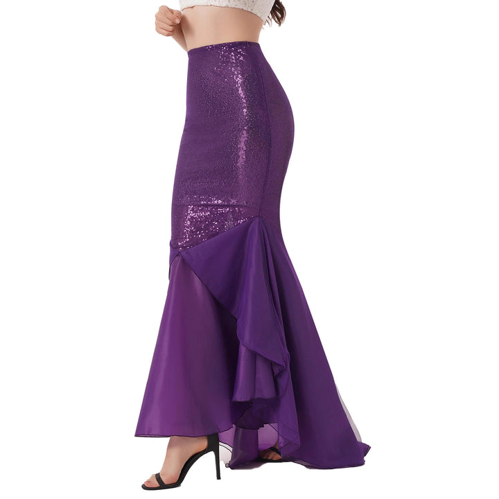 Damen Glamourous Evening Skirt with Shimmering Sequin Top and Flowing Tulle Hem Mirla-Eva Jonsson