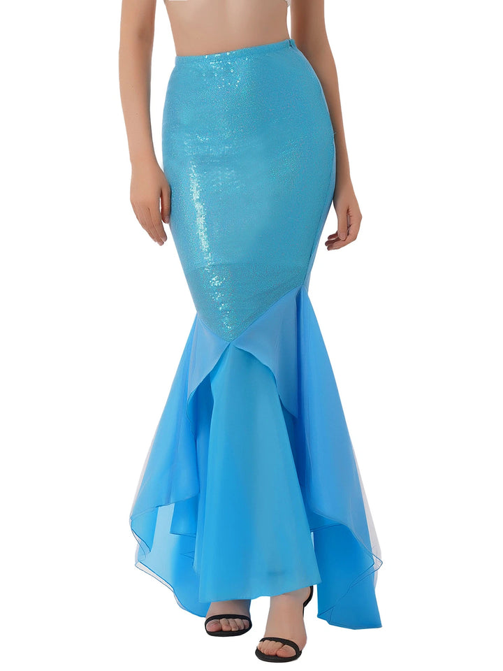 Damen Glamourous Evening Skirt with Shimmering Sequin Top and Flowing Tulle Hem Mirla-Eva Jonsson