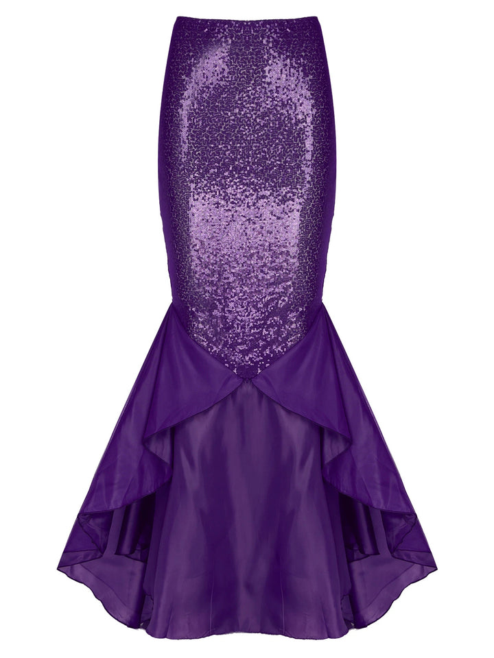 Damen Glamourous Evening Skirt with Shimmering Sequin Top and Flowing Tulle Hem Mirla-Eva Jonsson