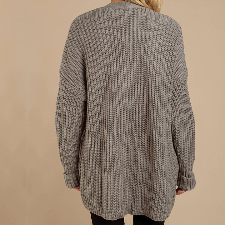 Damen Grob gestrickte Kuscheljacke mit tiefem V-Ausschnitt und lässigem Schnitt Eva Jonsson-Eva Jonsson